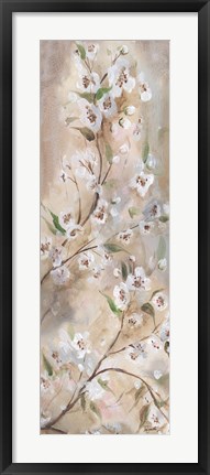 Framed Cherry Blossoms Taupe Panel I Print