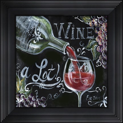 Framed Chalkboard Wine I Print