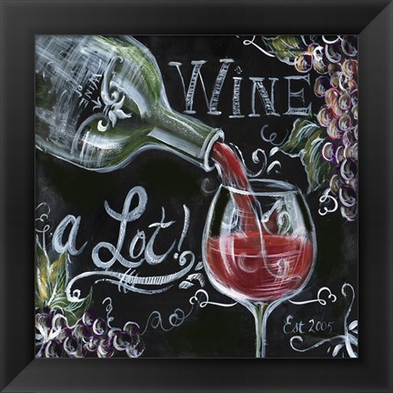 Framed Chalkboard Wine I Print