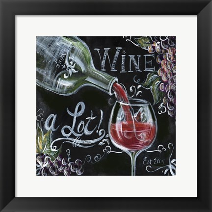 Framed Chalkboard Wine I Print