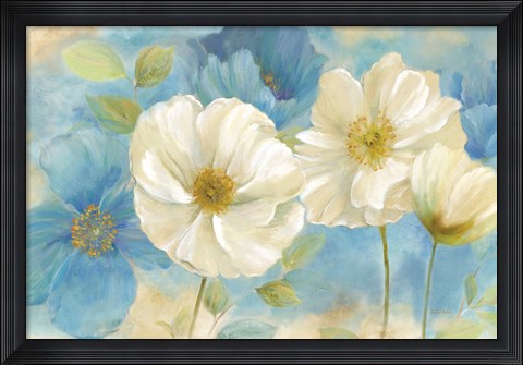 Framed Watercolor Poppies Landscape Print