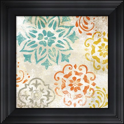 Framed Colorful Medallions I Print