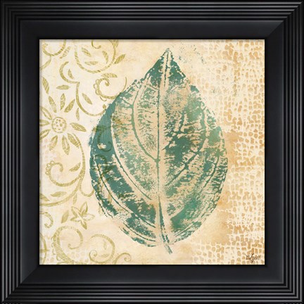 Framed Leaf  Scroll I Print