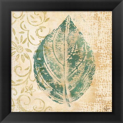 Framed Leaf  Scroll I Print