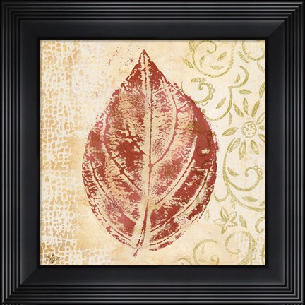 Framed Leaf Scroll II Print