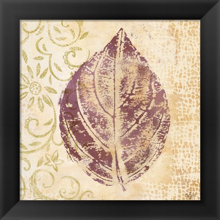 Framed Leaf Scroll III Print