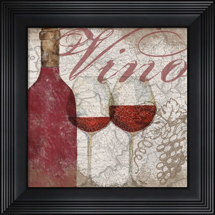 Framed Vino and Vin I Print