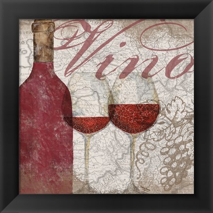 Framed Vino and Vin I Print