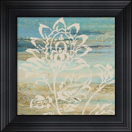 Framed Blue Indigo w/Lace I Print