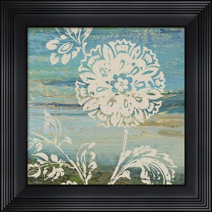 Framed Blue Indigo w/Lace II Print
