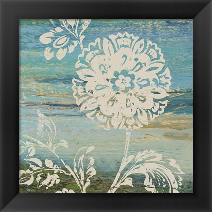 Framed Blue Indigo w/Lace II Print