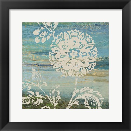 Framed Blue Indigo w/Lace II Print