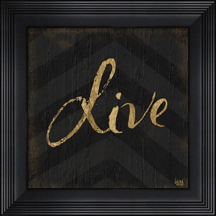Framed Chevron Sentiments Gold Heart Trio I Print