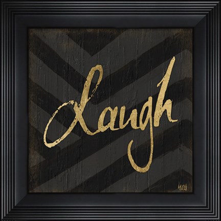 Framed Chevron Sentiments Gold Heart Trio III Print