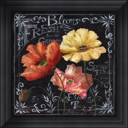 Framed Flowers in Bloom Chalkboard II Print