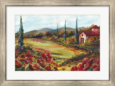 Framed Tuscan Poppy Landscape Print