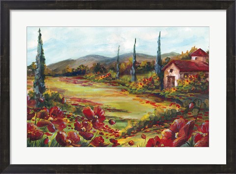 Framed Tuscan Poppy Landscape Print