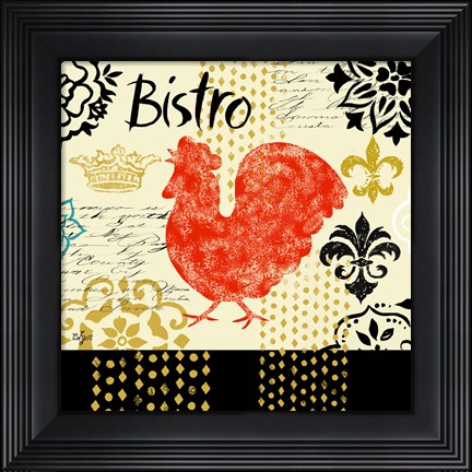 Framed Fleur d&#39;Lis Rooster II Print