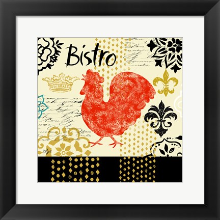 Framed Fleur d&#39;Lis Rooster II Print