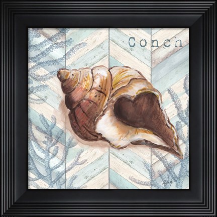 Framed Chevron Shell I Print