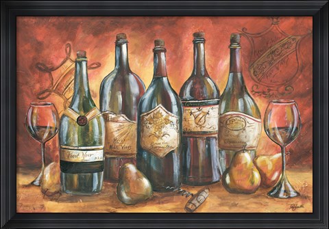 Framed Red and Gold Wine Landscape Print