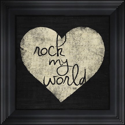 Framed Graffiti Heart Black/Cream I Print