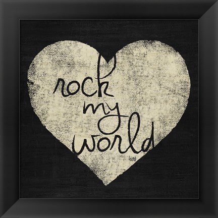 Framed Graffiti Heart Black/Cream I Print