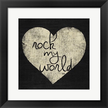 Framed Graffiti Heart Black/Cream I Print