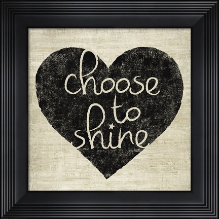 Framed Graffiti Heart Black/Cream II Print