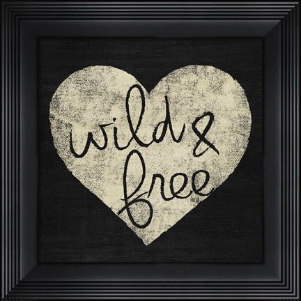 Framed Graffiti Heart Black/Cream III Print