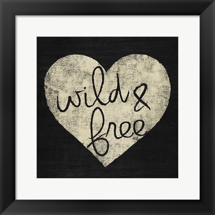 Framed Graffiti Heart Black/Cream III Print