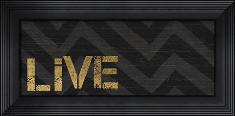 Framed Chevron Sentiments Black/Gold Panel I Print