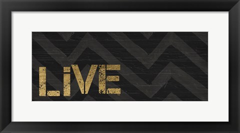 Framed Chevron Sentiments Black/Gold Panel I Print