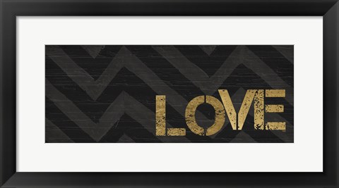 Framed Chevron Sentiments Black/Gold Panel III Print