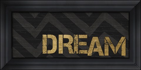 Framed Chevron Sentiments Black/Gold Panel IV Print