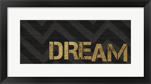 Framed Chevron Sentiments Black/Gold Panel IV Print