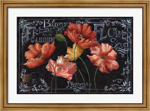 Framed Flowers in Bloom Chalkboard Landscape Print