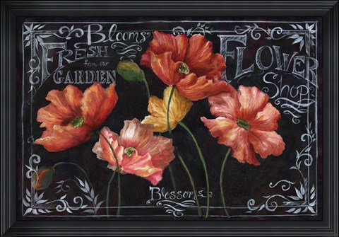 Framed Flowers in Bloom Chalkboard Landscape Print