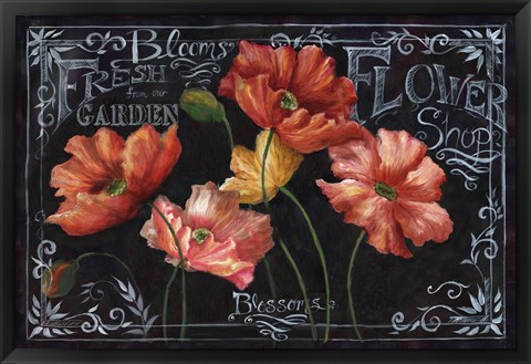 Framed Flowers in Bloom Chalkboard Landscape Print