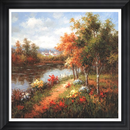 Framed Poppies and Stream Print