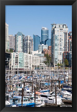 Framed Marina on False Creek, Downtown Vancouver, BC, Canada Print