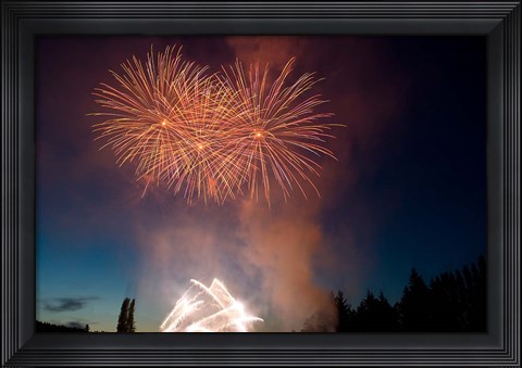 Framed British Columbia, Victoria, Fireworks Show Print