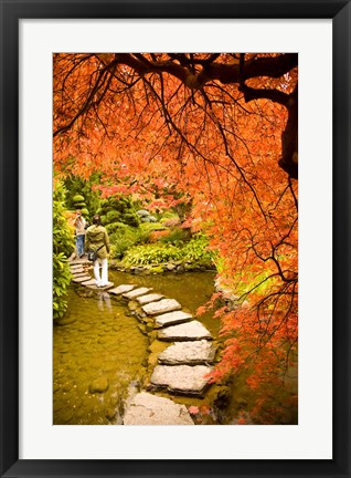 Framed Japanese Garden, Butchart Gardens, Victoria, BC Print