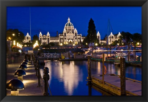 Framed Canada, British Columbia, Victoria, Inner Harbor at Dusk Print