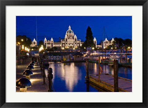 Framed Canada, British Columbia, Victoria, Inner Harbor at Dusk Print