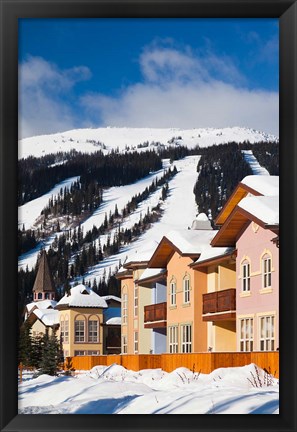 Framed Ski lodges, Sun Peaks Resort, Sun Peaks, British Columbia, Canada Print