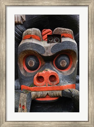 Framed First Nation Totem Pole, Thunderbird Park, Victoria, Vancouver, British Columbia, Canada Print