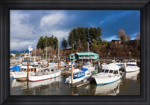 Framed Port Alberni, Harbor Quay Marina, Vancouver Island, British Columbia, Canada Print