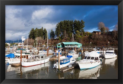 Framed Port Alberni, Harbor Quay Marina, Vancouver Island, British Columbia, Canada Print