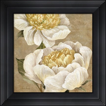 Framed Up Close Cream Peony Print